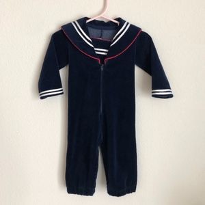 Vintage Velvet Baby Sailor Onesie Bodysuit